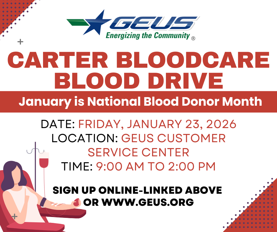 GEUS Blood Drive Donation National Blood Donor Month Jan 2026