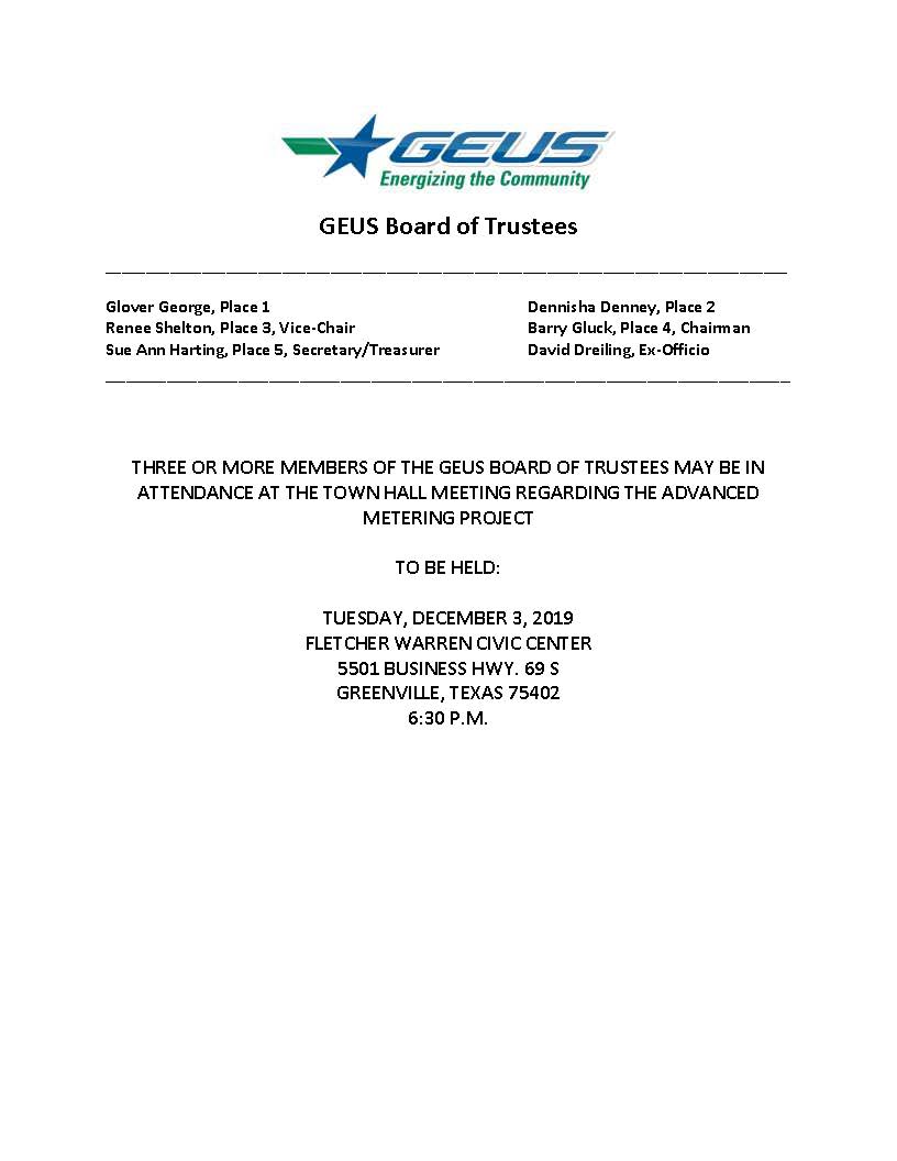 Town Hall Meeting Board Notice