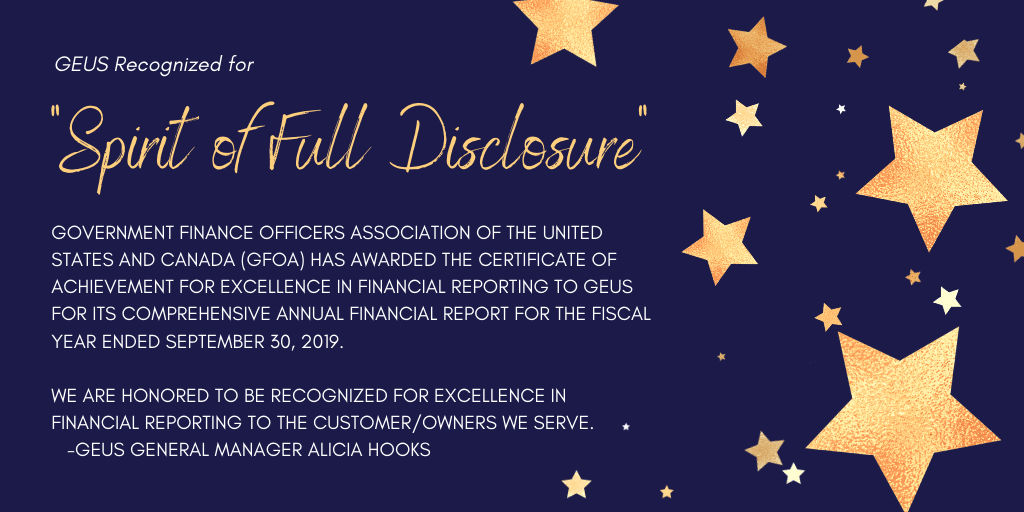 Press Release GFOA Award “SPIRIT OF FULL DISCLOSURE”